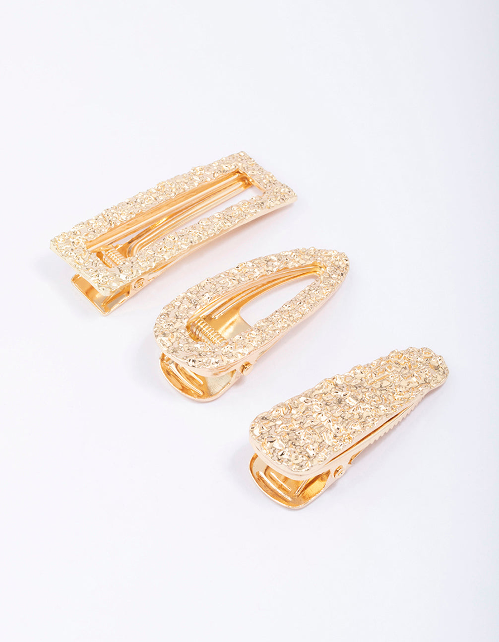 Showcasing glitter gold mixed molten hair clip 3-pack front view