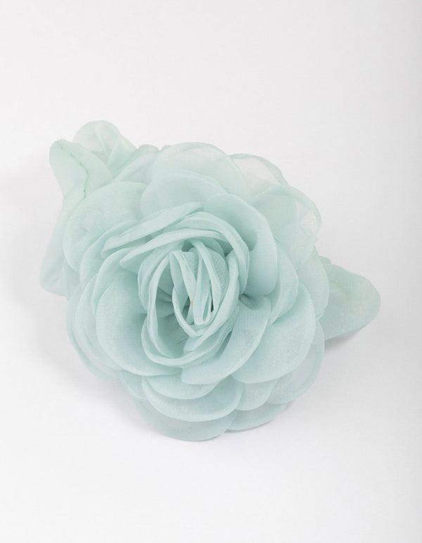 Blue Fabric Chiffon Flower Hair Scrunchie