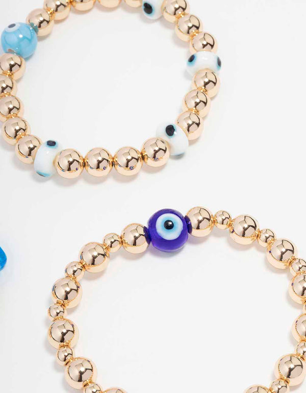 Gold Stretch Evil Eye Bracelet 3-Pack