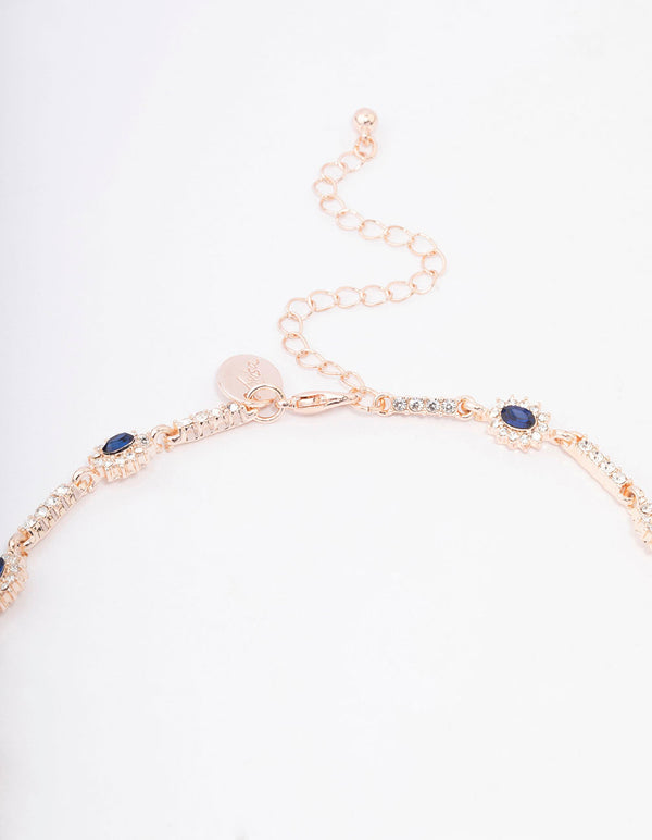 Rose Gold Navy Pear Drop Jewellery Set