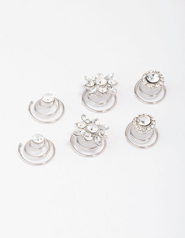 Silver Round Hair Spiral 6-Pack