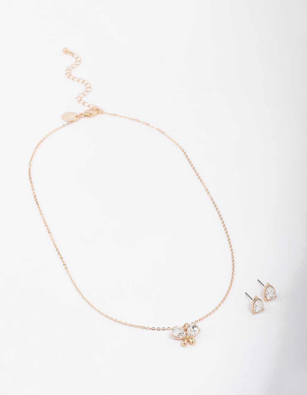 Gold Diamante Butterfly Jewellery Set