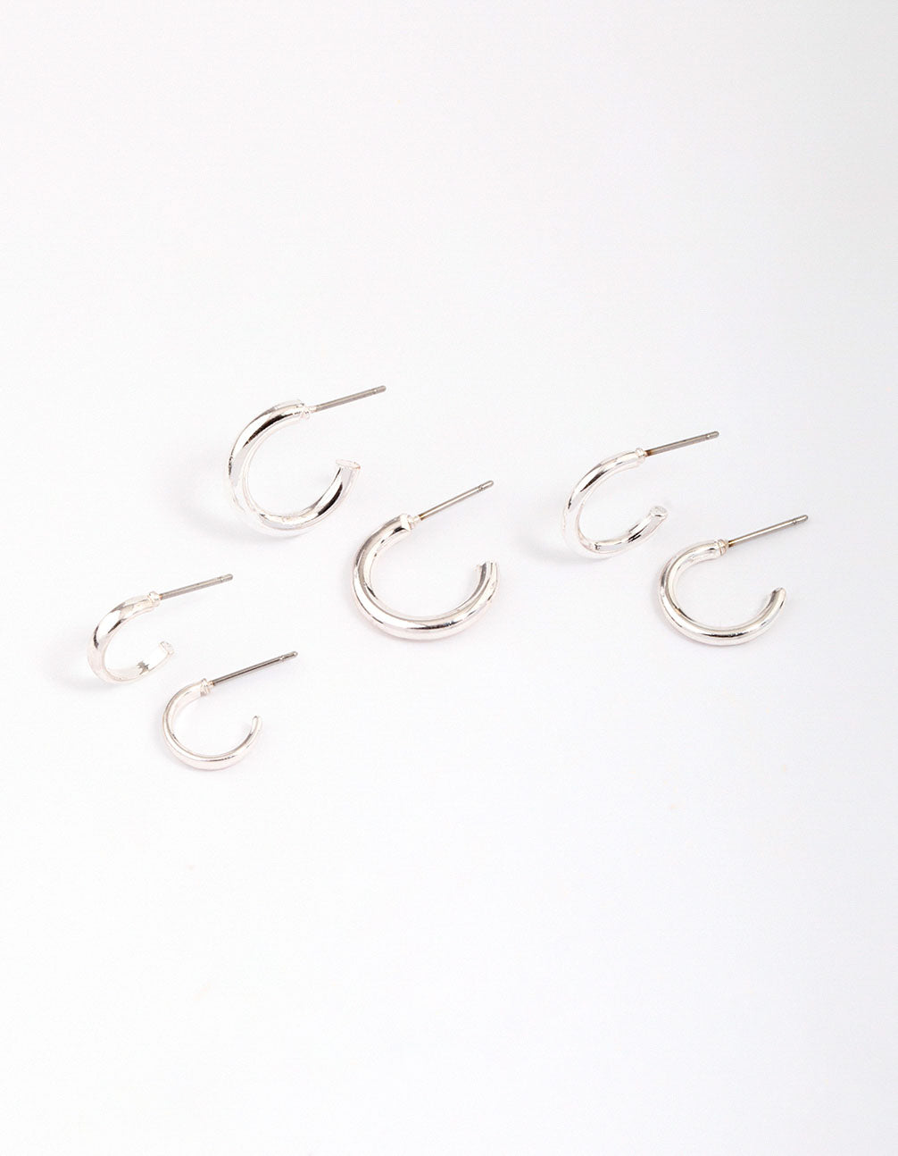 Silver Graduating Clean Huggie Hoop Earring 3-Pack