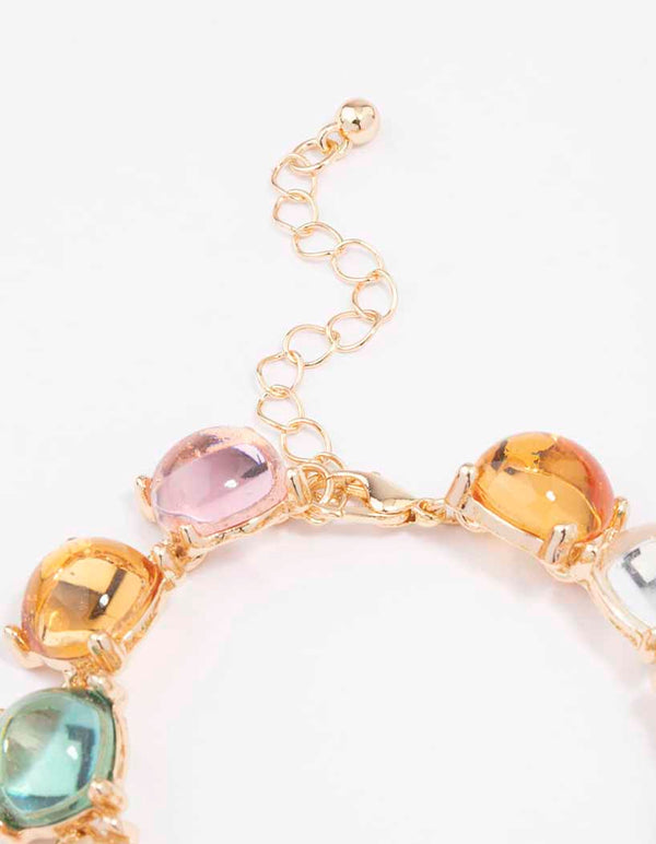 Gold Transparent Round Stone Bracelet