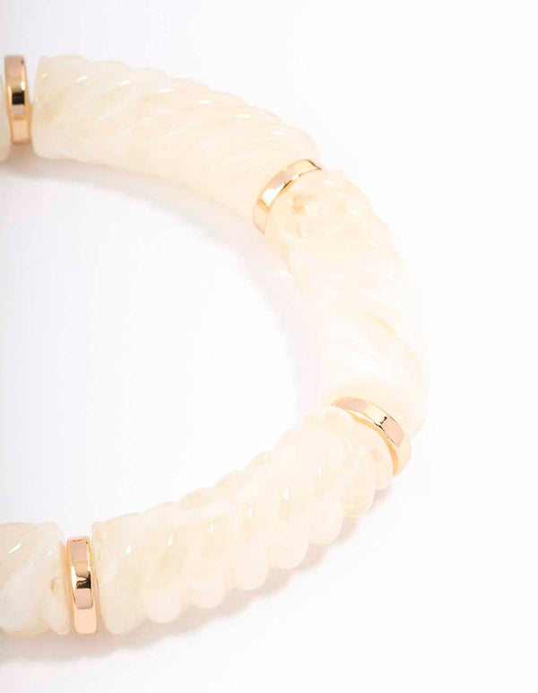Cream Acrylic Twisted Stretch Bracelet