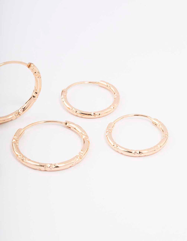 Gold Skinny Bamboo Hoop Earring 3-Pack