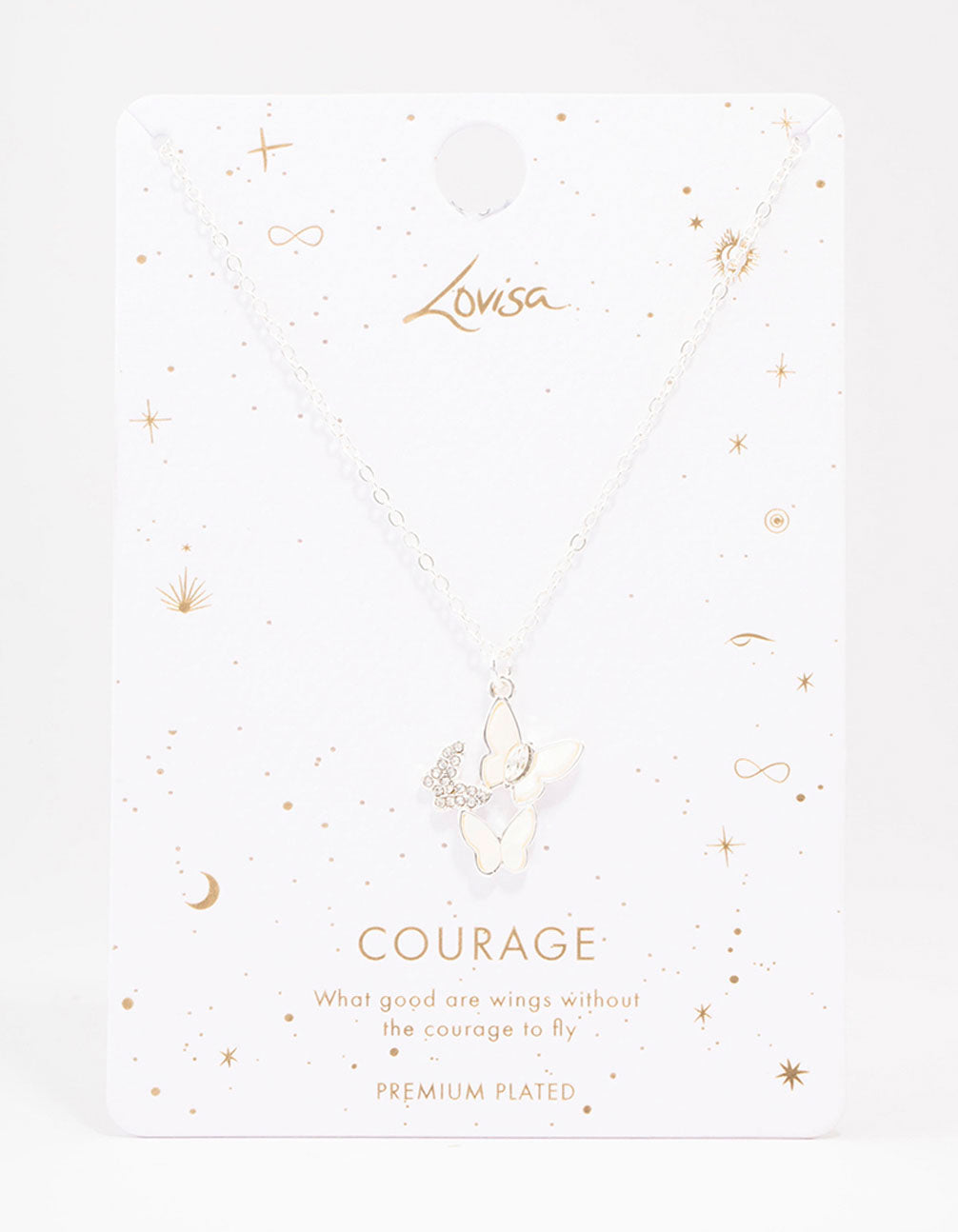 Silver Plated Butterfly Trio Pendant Necklace