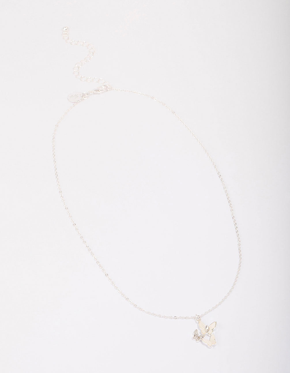 Silver Plated Butterfly Trio Pendant Necklace