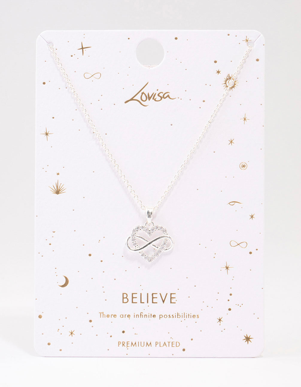 Silver Plated Heart Infinity Pendant Necklace