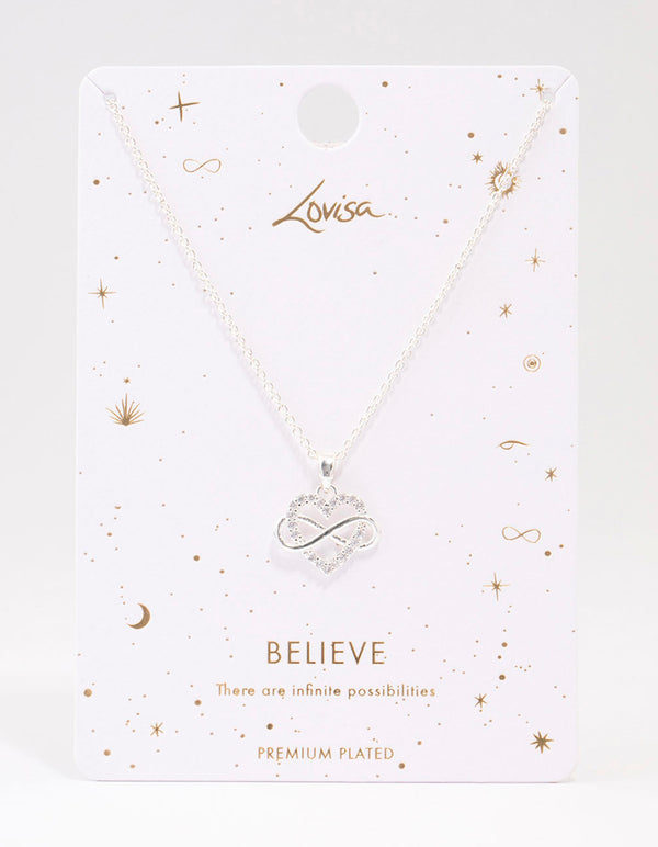 Silver Plated Heart Infinity Pendant Necklace