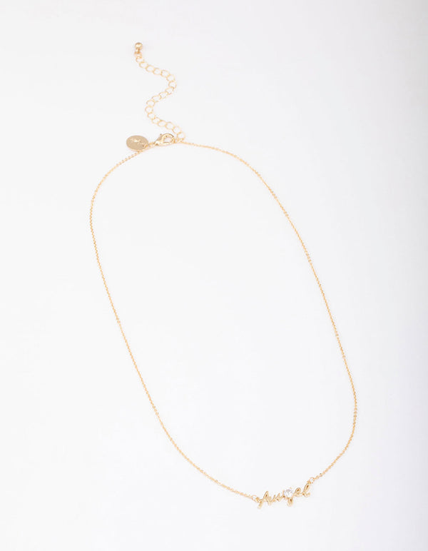 Gold Plated Angel Script Necklace
