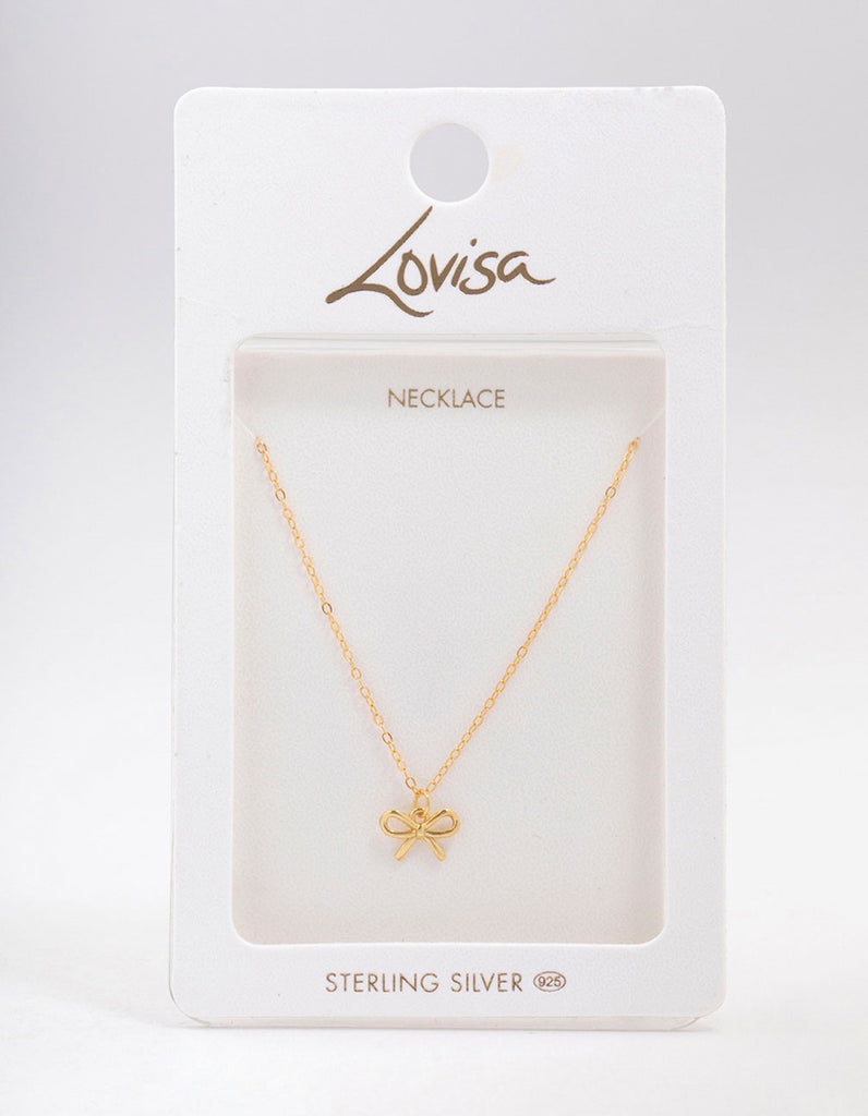 Gold Plated Sterling Silver Bow Pendant Necklace Lovisa