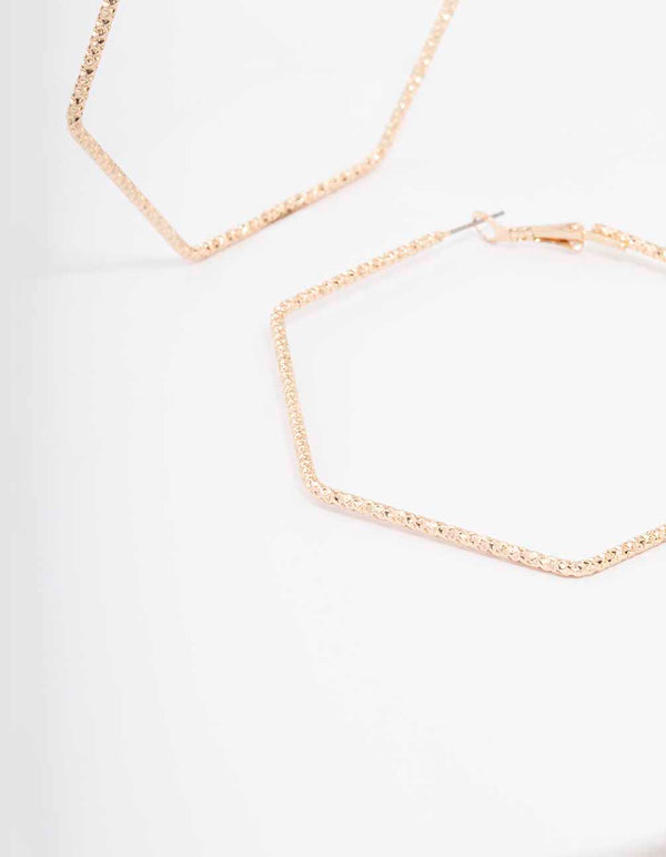 Gold Hexagon Hoop Earrings