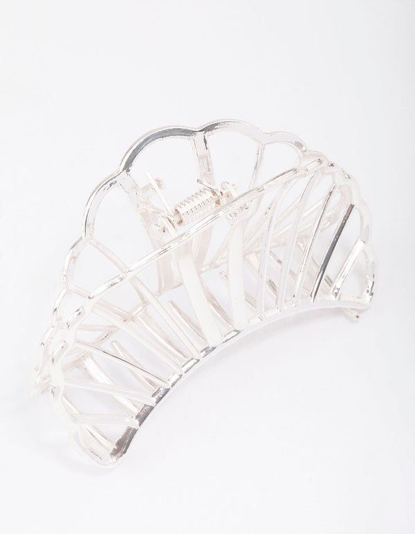 Silver Shell Cut-Out Hair Claw Clip