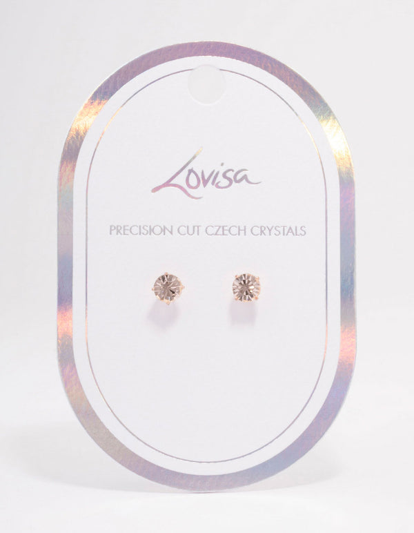 Rose Gold Pink Crystal Stud Earrings