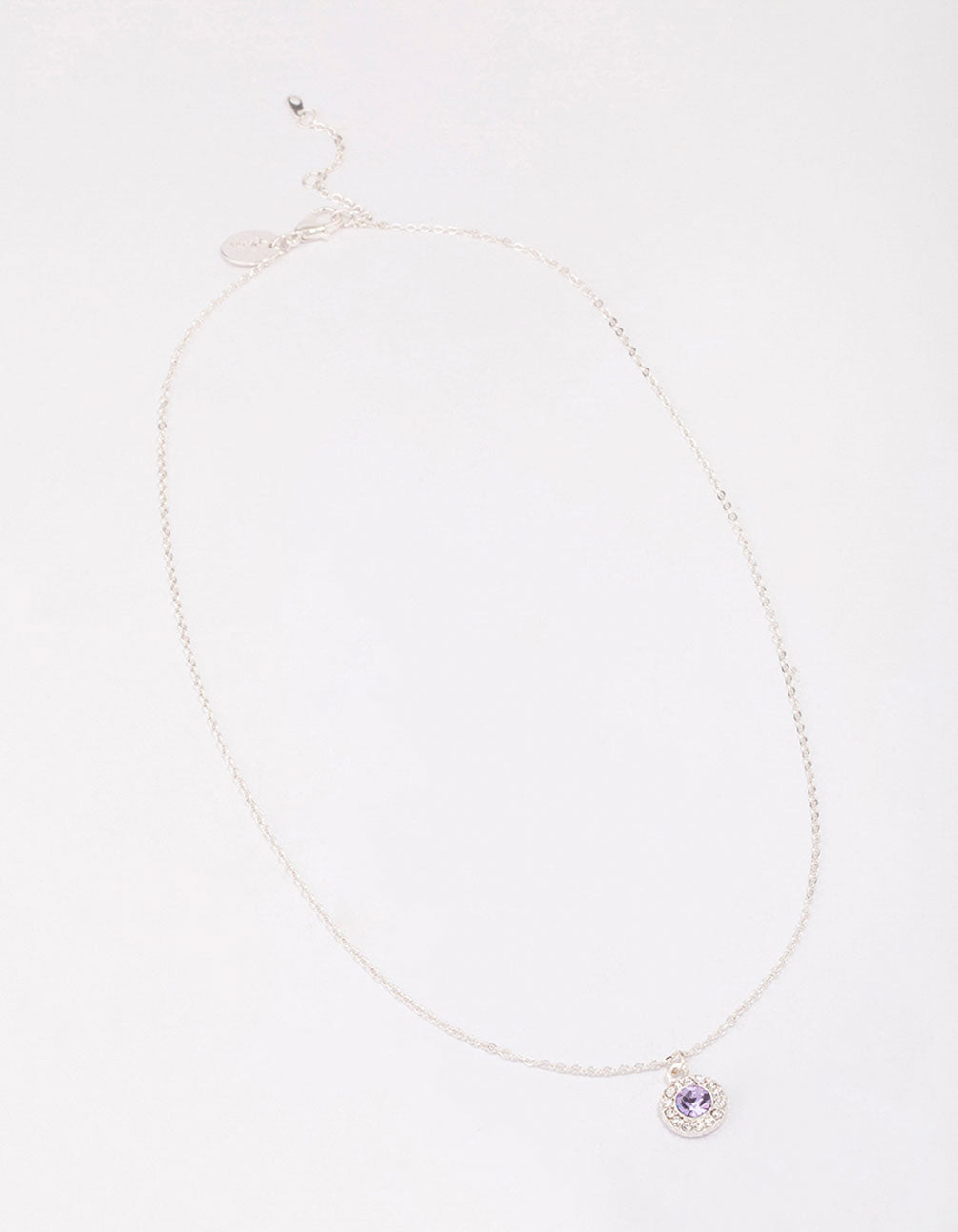 Silver Lilac Halo Crystal Pendant Necklace