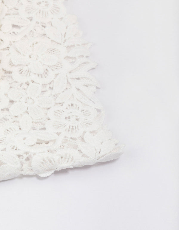 Cream Fabric Embroidered Floral Bandana