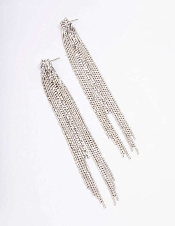 Silver Swirl Cup Chain Drop Earrings