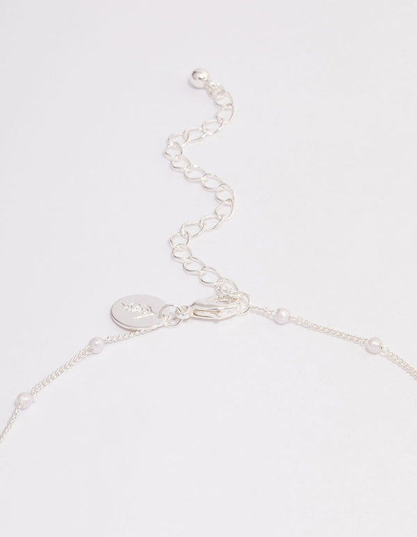 Silver Pearl Station Chain Necklace