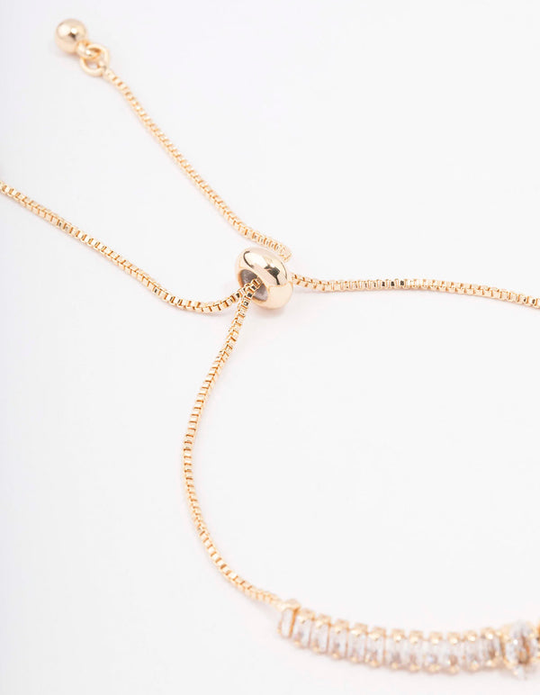 Gold Plated Brass Marquise Baguette Bracelet