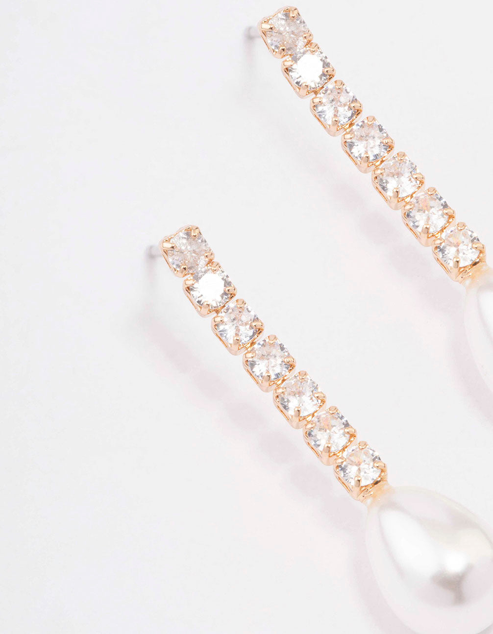 Gold Cubic Zirconia Pearl Drop Earrings