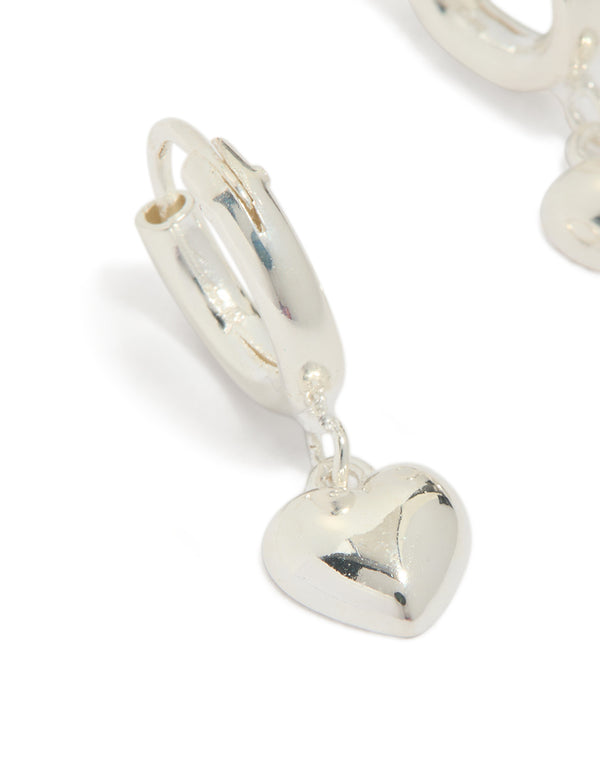 Sterling Silver Chubby Heart Hoop Earrings
