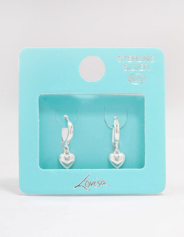 Sterling Silver Chubby Heart Hoop Earrings