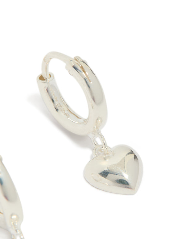Sterling Silver Chubby Heart Hoop Earrings