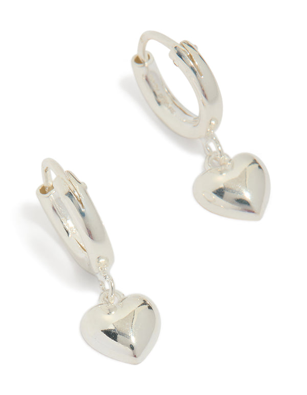 Sterling Silver Chubby Heart Hoop Earrings