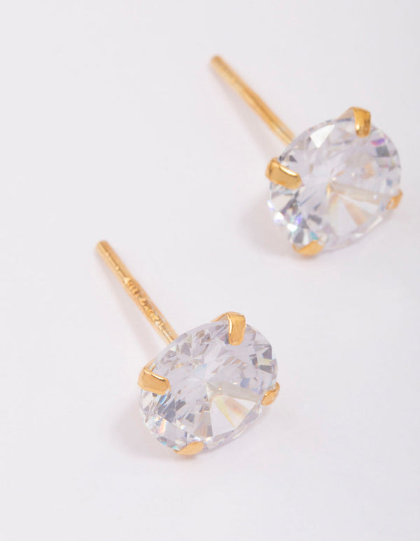 Gold Plated Sterling Silver Cubic Zirconia Stud Earrings