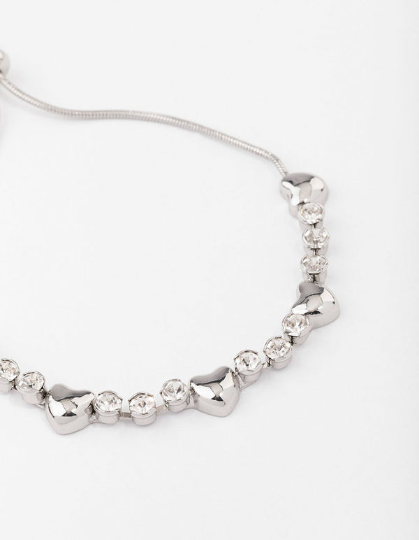 Silver Heart & Diamante Bracelet