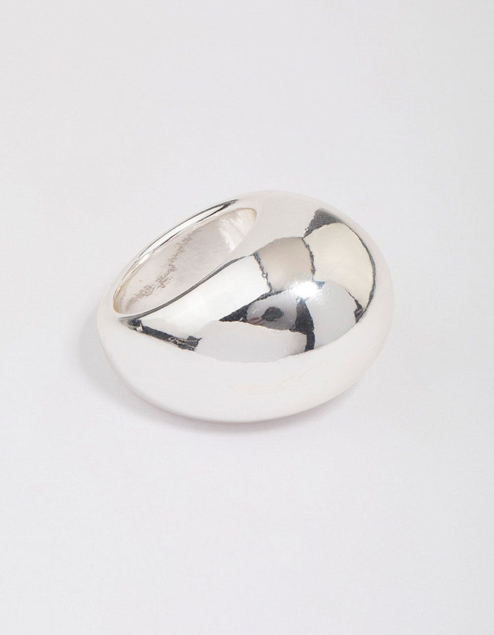Silver Plated Smooth Round Dome Ring