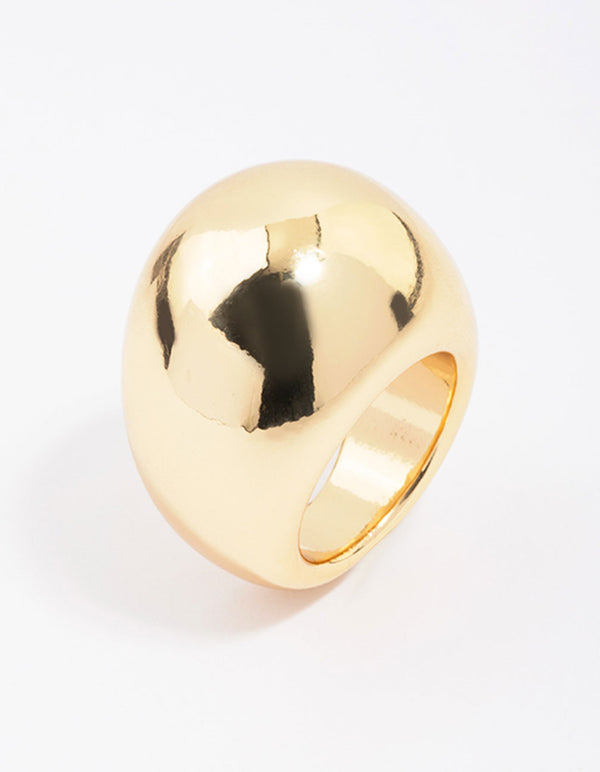 Gold Plated Smooth Round Dome Ring