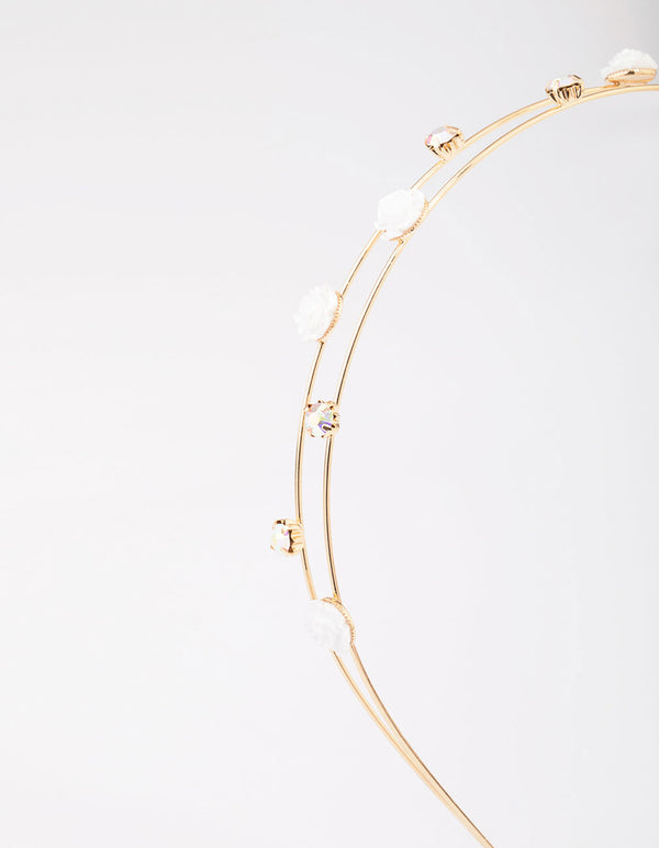 Kids Rose Gold Diamante Flower Headband