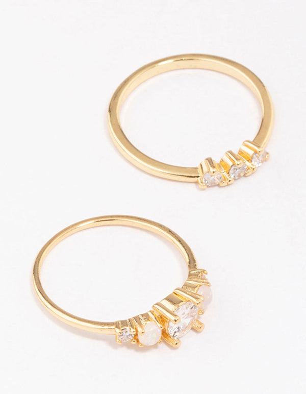 Gold Plated Petitie Cubic Zirconia Stacking Ring