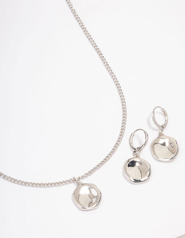 Silver Textured Coin Jewellery Set