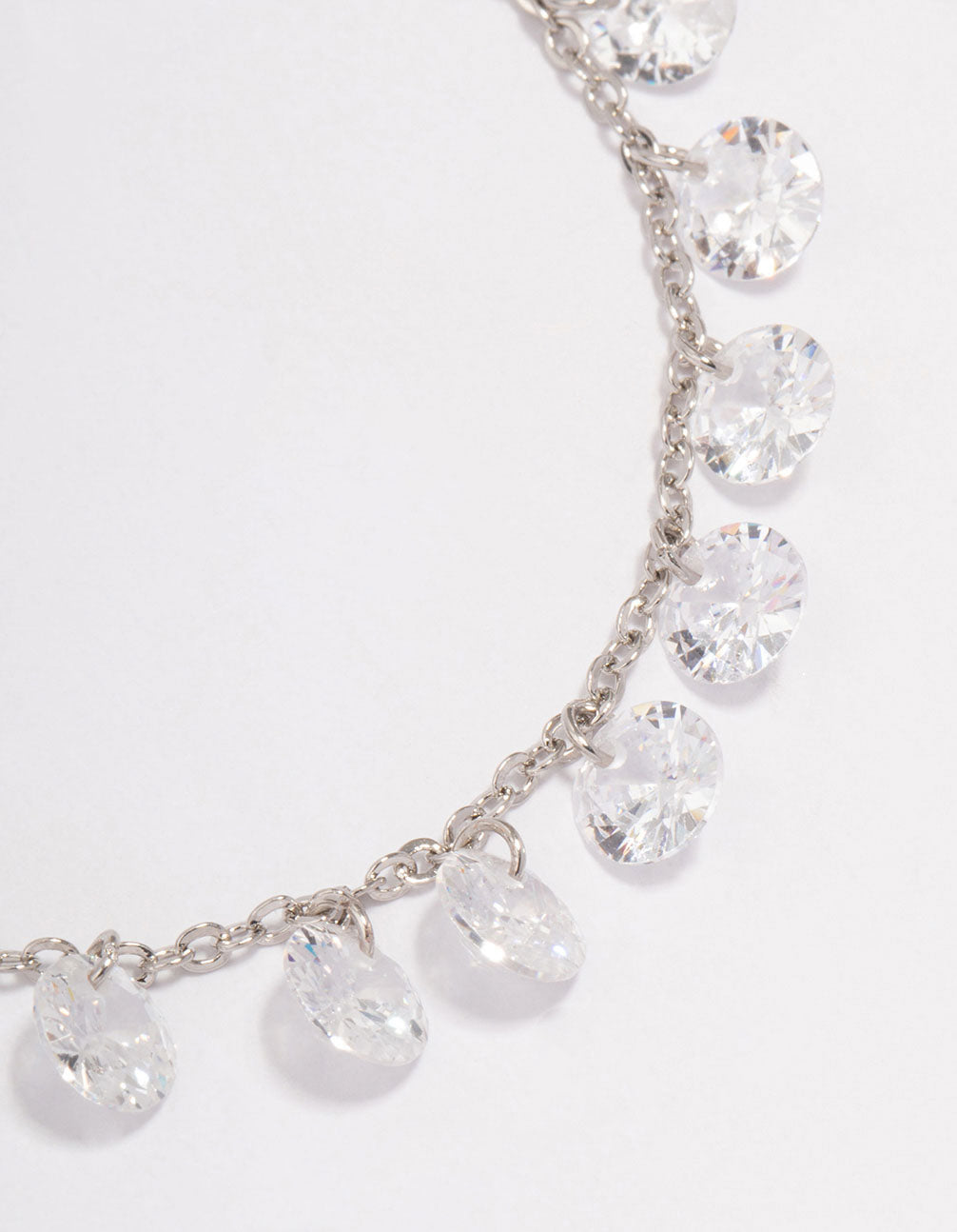 Silver Cubic Zirconia Round Charm Toggle Bracelet