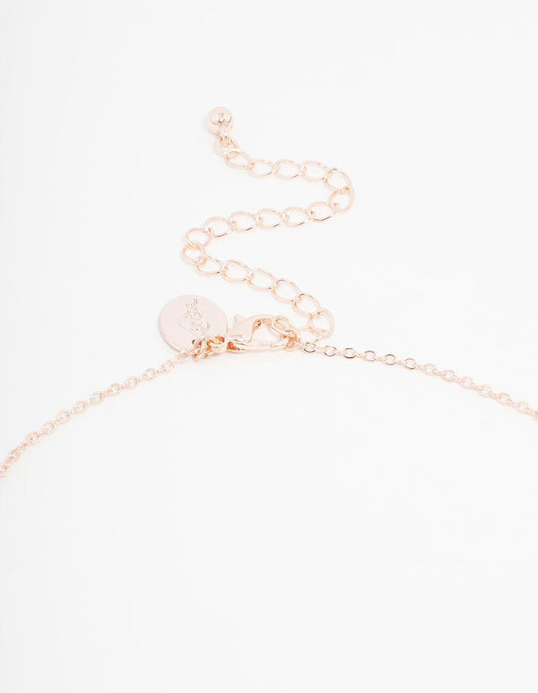 Rose Gold Iridescent Flower Y-Shaped Necklace