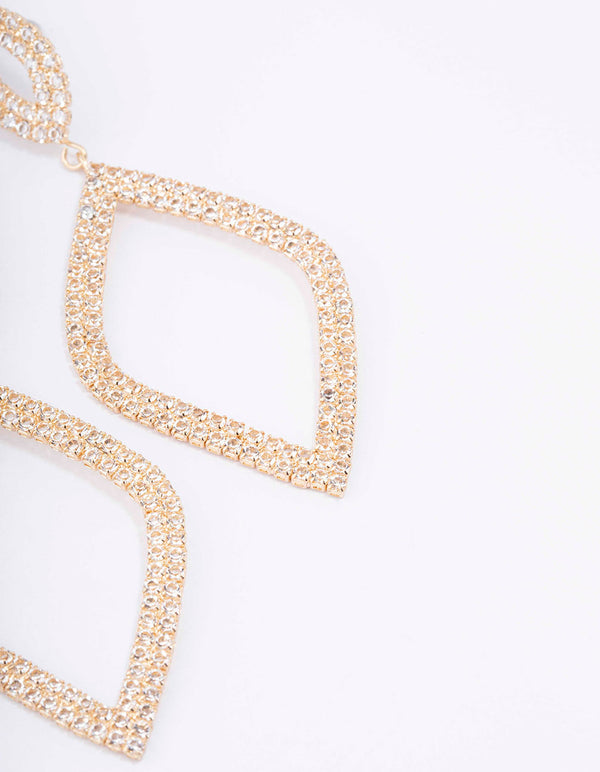Gold Cup Chain Diamond-Shaped Drop Earrings