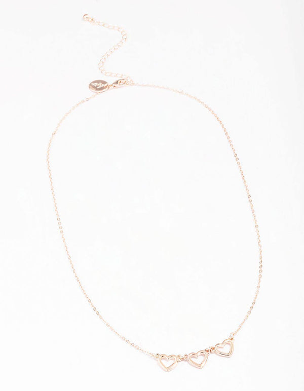 Rose Gold Cut Out Heart Pendant Necklace