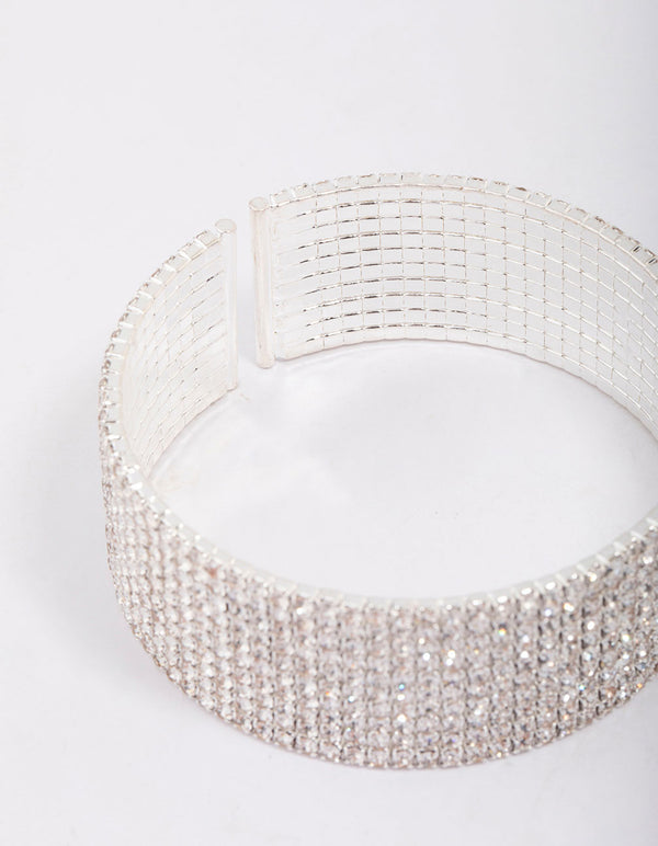 Silver Plated Thick Diamante Bracelet