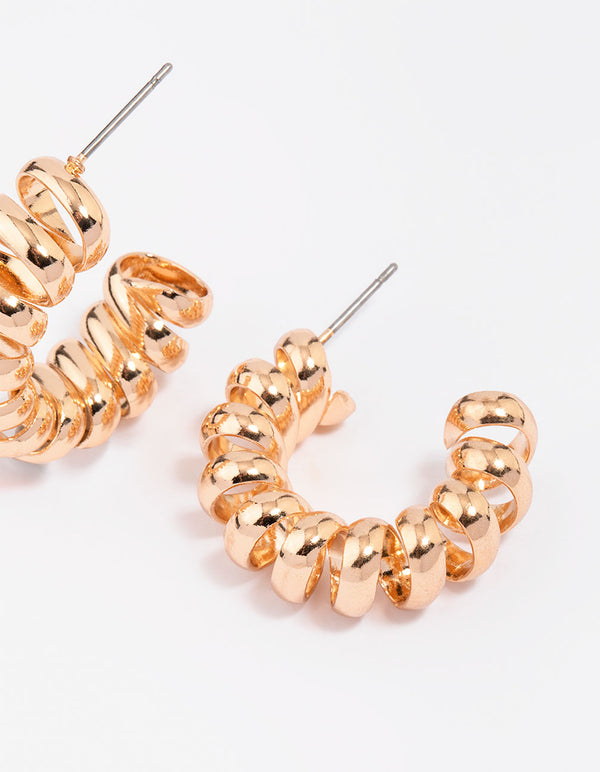 Gold Spiral Small Hoop Earrings