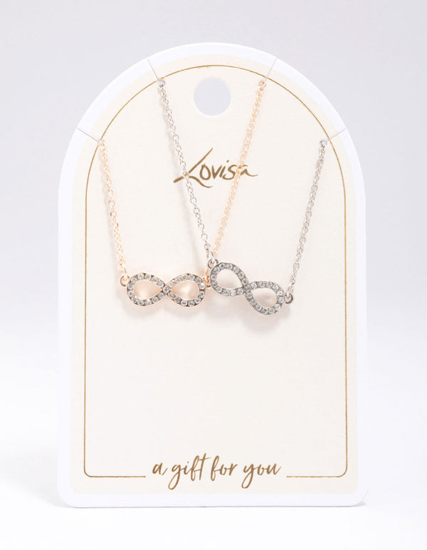 Gold & Silver Infinity Diamante Necklace Pack