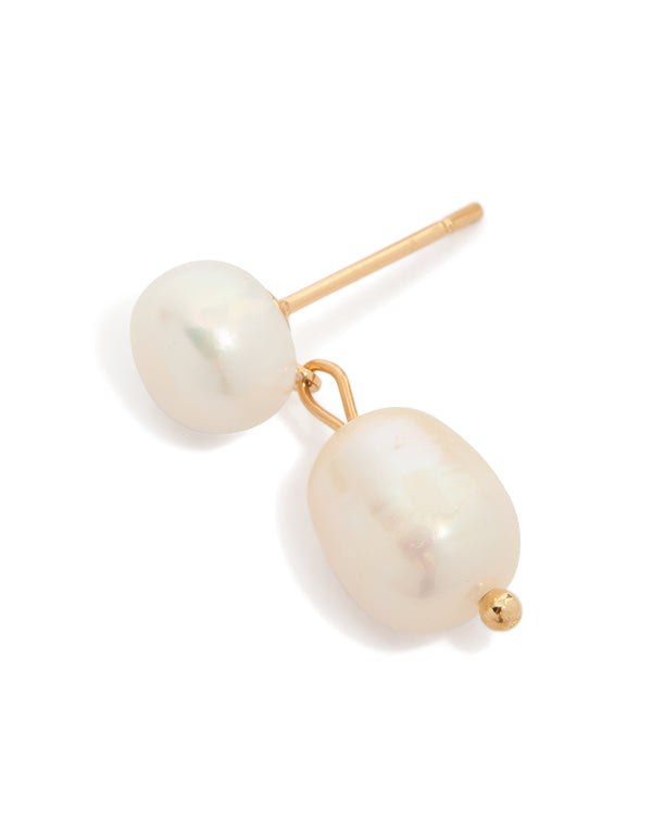 Gold Plated Freshwater Pearl Drop Earrings