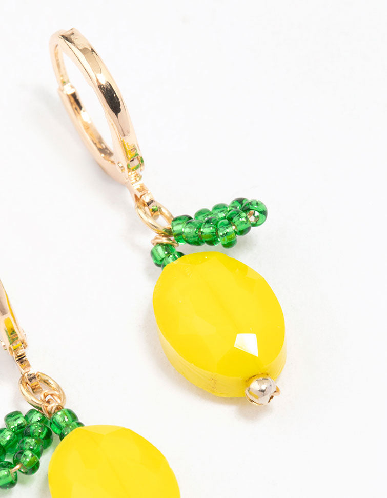 Gold Lemon Charm Huggie Hoop Earrings Lovisa