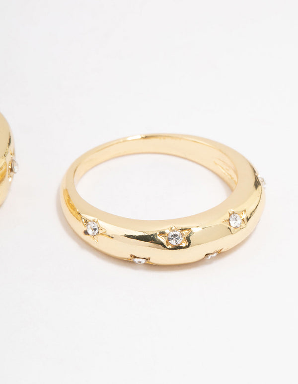 Gold Plated Celestial Star Rings 3-Pack
