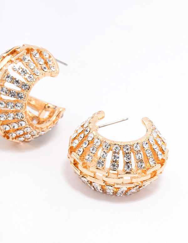 Gold Antique Diamante Small Drop Earrings