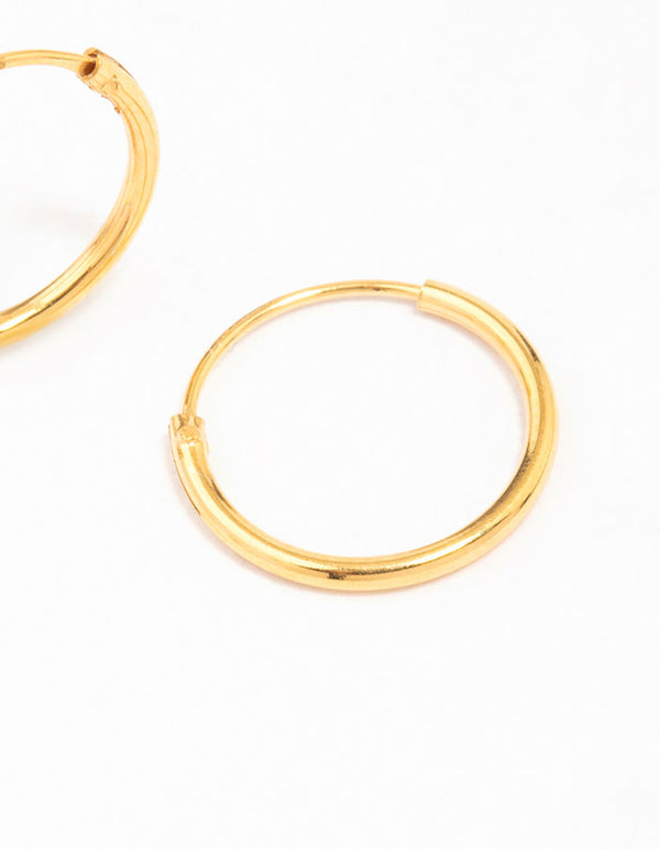 Gold Plated Sterling Silver Hoop Earrings 12mm