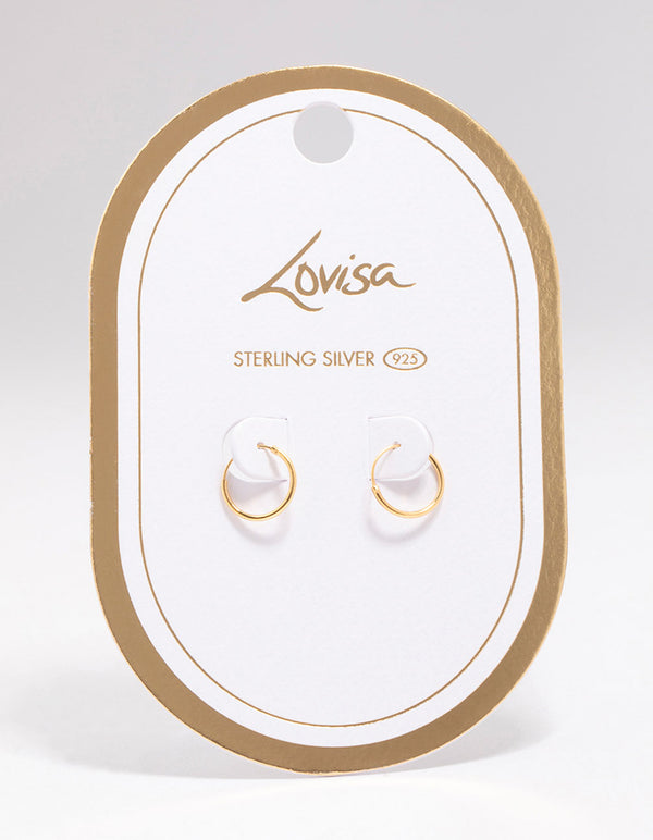 Gold Plated Sterling Silver Hoop Earrings 12mm