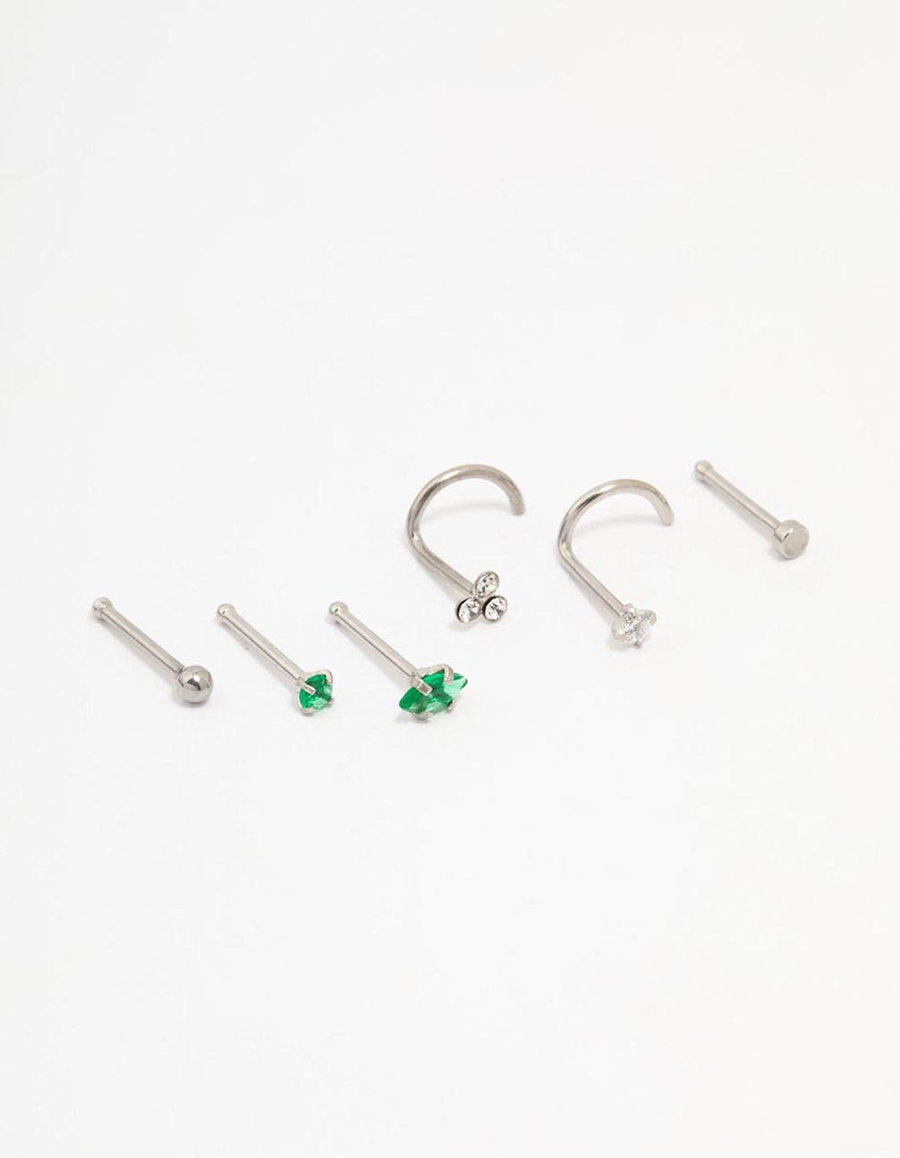 Surgical Steel Cluster Marquise Nose Piercing 6-Pack